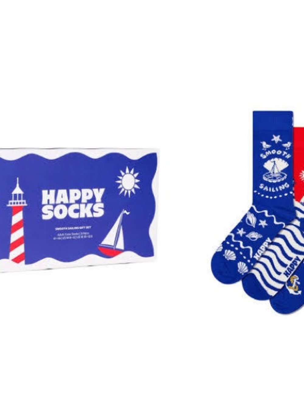 Happy Socks Blue Nautical 3-Pack Crew Socks